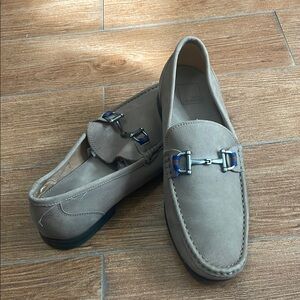 14th & Union Tan Silver Slip-On Loafers with Moccasin Style